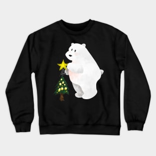 Polar Bear Decorating a Tree Crewneck Sweatshirt